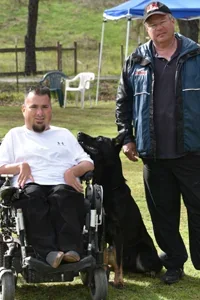 Jason Lake with a dog during training or Schutzhund IGP competition