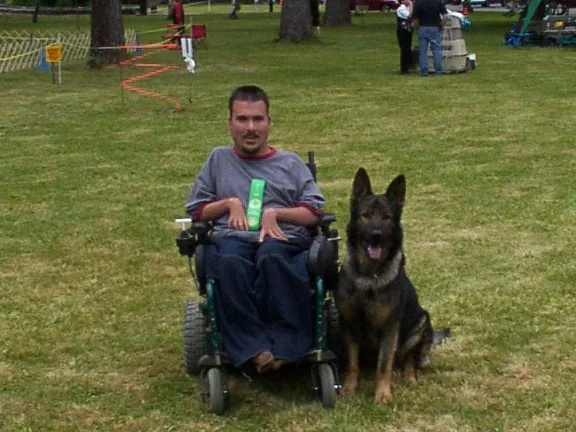 Jason Lake with a dog during training or Schutzhund IGP competition