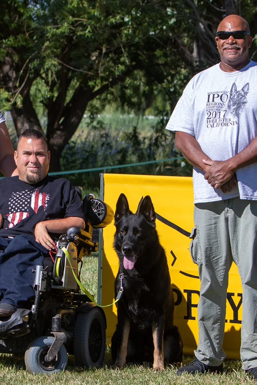 Jason Lake with a dog during training or Schutzhund IGP competition