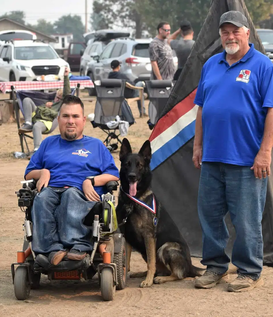 Jason Lake with a dog during training or Schutzhund IGP competition