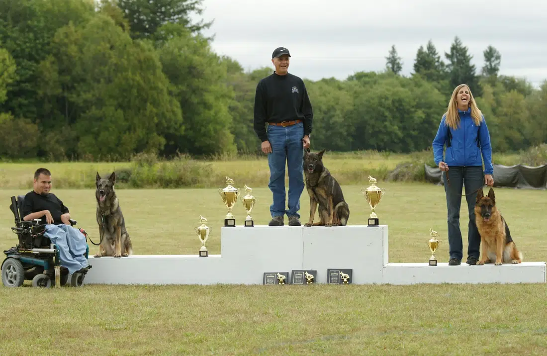 Jason Lake with a dog during training or Schutzhund IGP competition